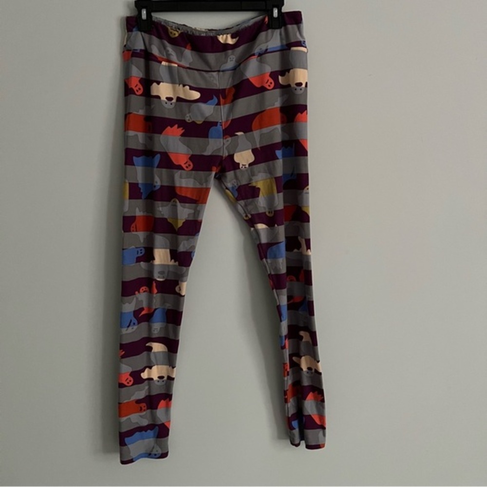 LuLaRoe Halloween Ghost Print Stripe Holiday Leggings One Size Fits All